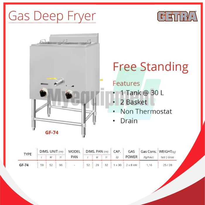 GAS DEEP FRYER GETRA GF-74 FREE STANDING
