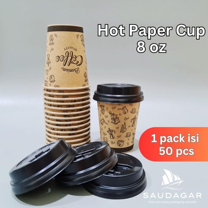 

Paper cup 8 oz / Gelas Kopi Teh Coklat Motif