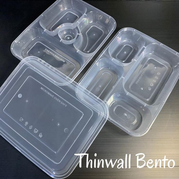

Thinwall bento sekat 4 / Kotak makan plastik