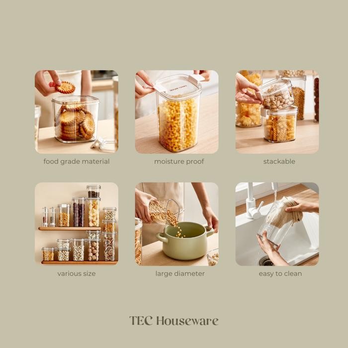 

TECTOPA Toples Kotak Penyimpanan Makanan Toples Susu Kedap Udara Berkualitas Suction Vacuum Sealed