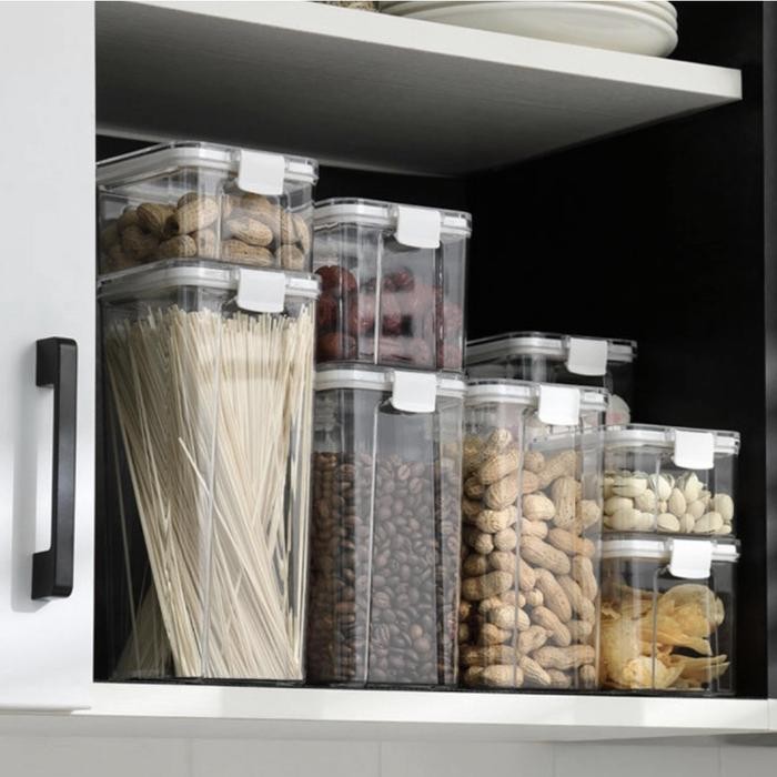 

TECKUSU Tempat Kotak Toples Bumbu Dapur Serbaguna Bahan Akrilik Dengan 1 Set 4 Varian Mudah