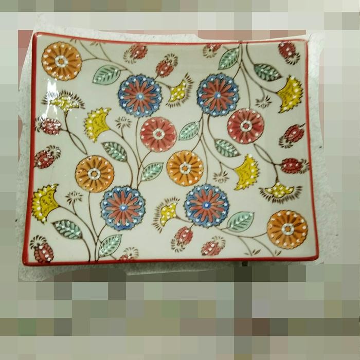 Piring Saji Keramik / piring Hias bunga warna warni ukuran 20 x 25cm