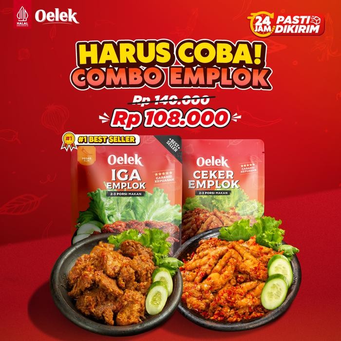 

Oelek Paket 2 Lauk Iga & Ceker Emplok Tanpa Tulang 200gr/ Ceker Mercon Pedas / Iga Emplok / Ceker