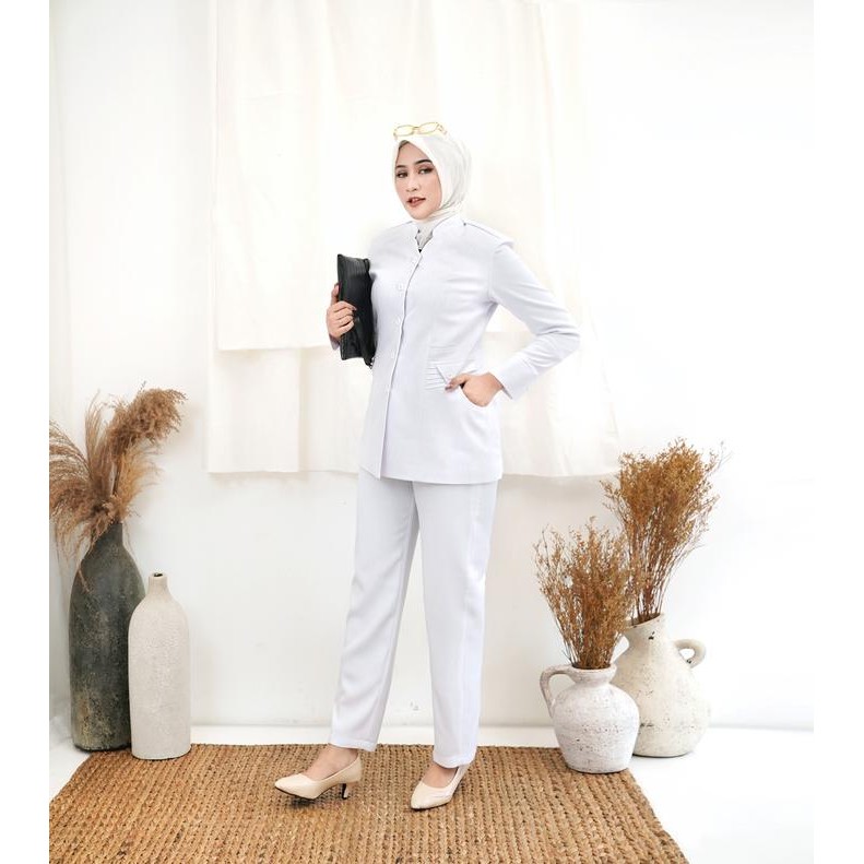Jas Lynelle Collection Seragam Blazer Wanita Stelan Rok Span / Celana Panjang Pemda Aceh / Coklat
