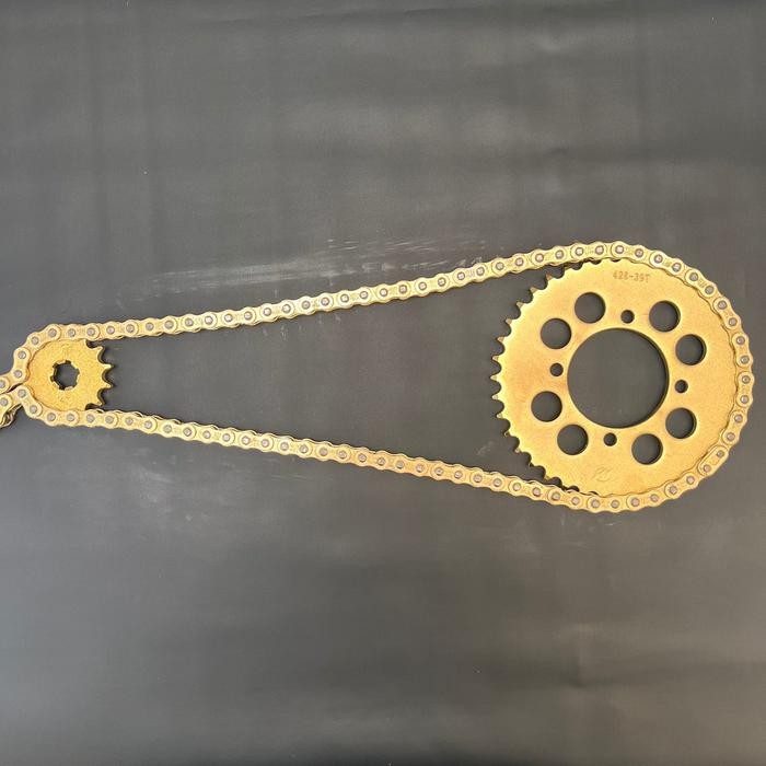 PAKET GEAR SET RX KING GOLD MODEL SSS 428 14T 15T 35T/36T/37T/39T PLUS RANTAI GOLD SB 428-112L