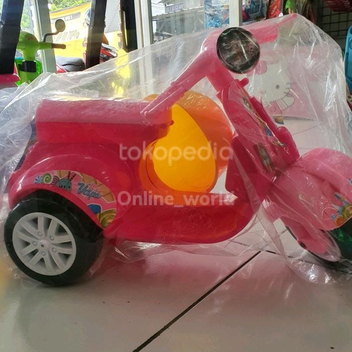 mainan motor vespa mini anak dorong roda 3