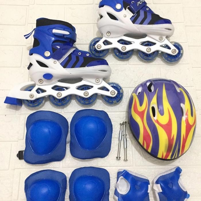 Sepatu Roda Anak Fullset Helm Deker