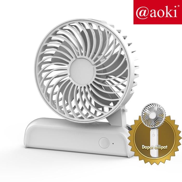 Aoki AF8Y Kipas Angin Mini Portable Recble Lipat BONUS Kabel Charger