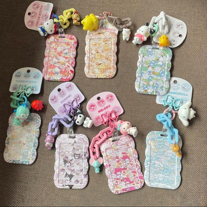 

Melody Cinnamoroll Pompurin ID Card Holder Pendant Cute Chain Bag Charm Employee Name Tag Card Case