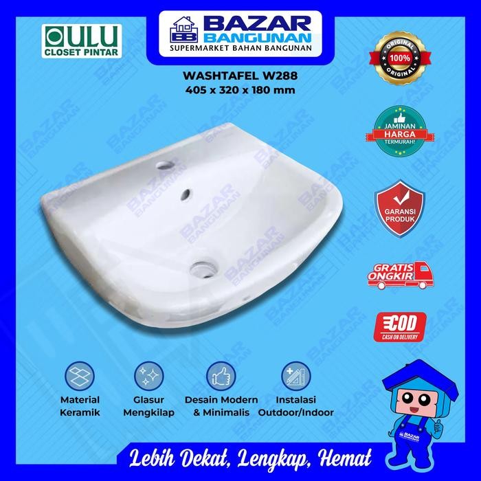 Promo Oulu - Washtafel Wastafel Wash Basin Cuci Tangan Kamar Mandi Wall Hung Gantung W288 Keramik