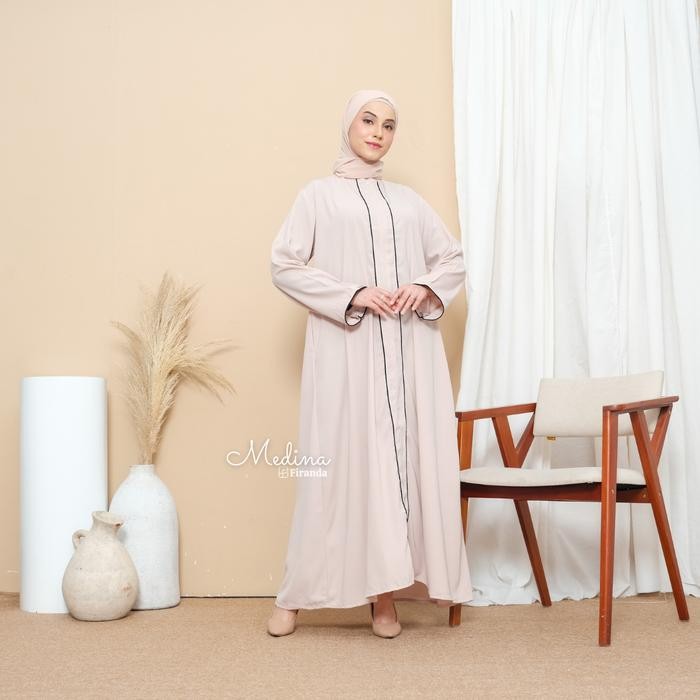 Firanda Abaya Turkey / Abaya Dress Turki Wanita / Gamis Abaya Basic Medina Busui Cantik Gold Kain