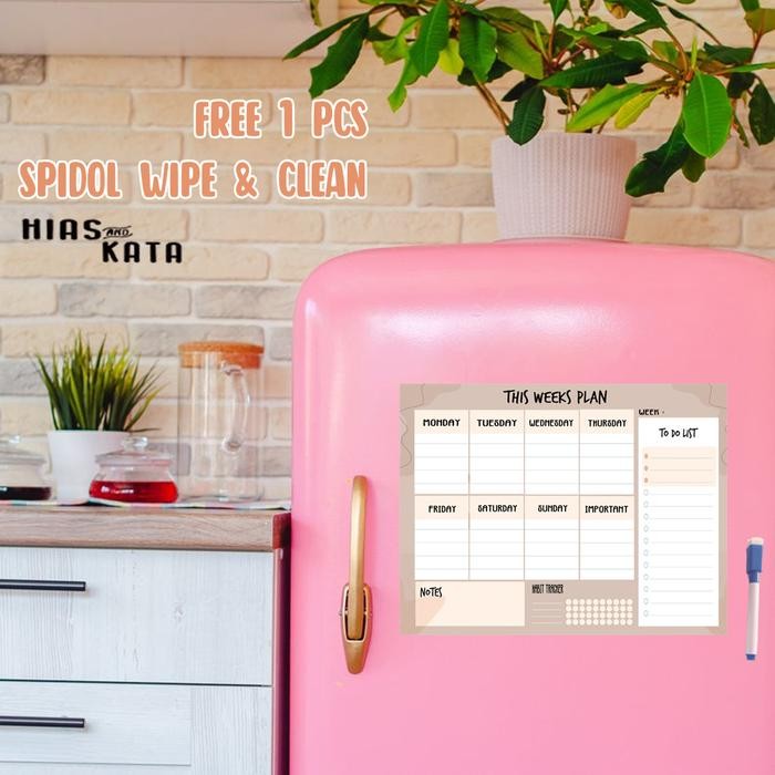 

Terlaris- Magnet Planner Weekly Planner Magnetic Aesthetic (Bonus Spidol)