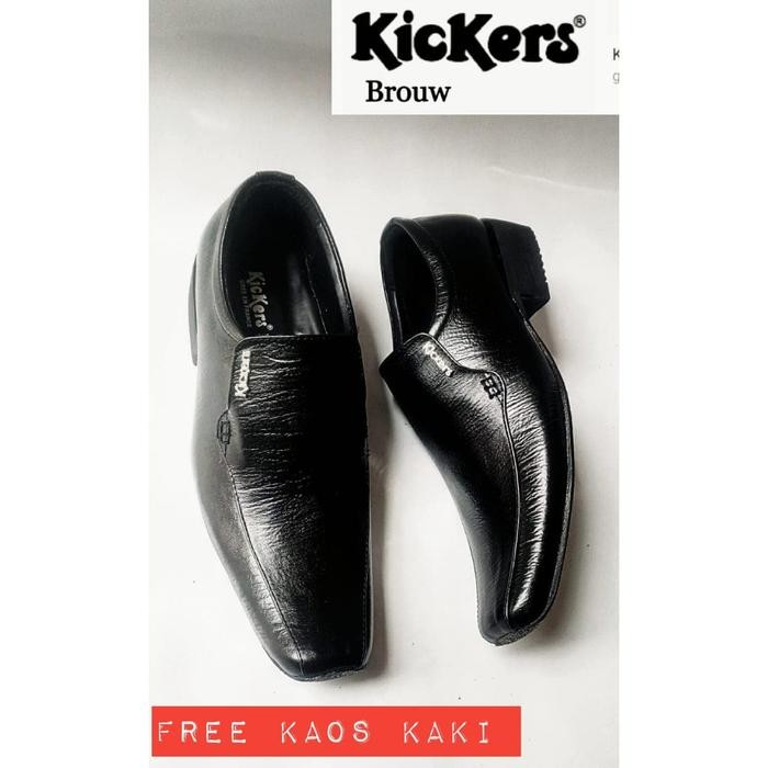 sepatu kickers pantofel kulit warna hitam kerja pria