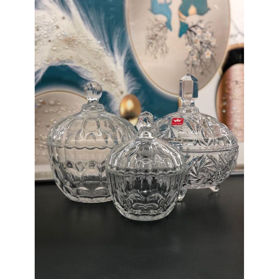 Toples Permen Kaca Tebal Wadah Kristal Penyimpanan Kue Kacang Satuan Kode 275