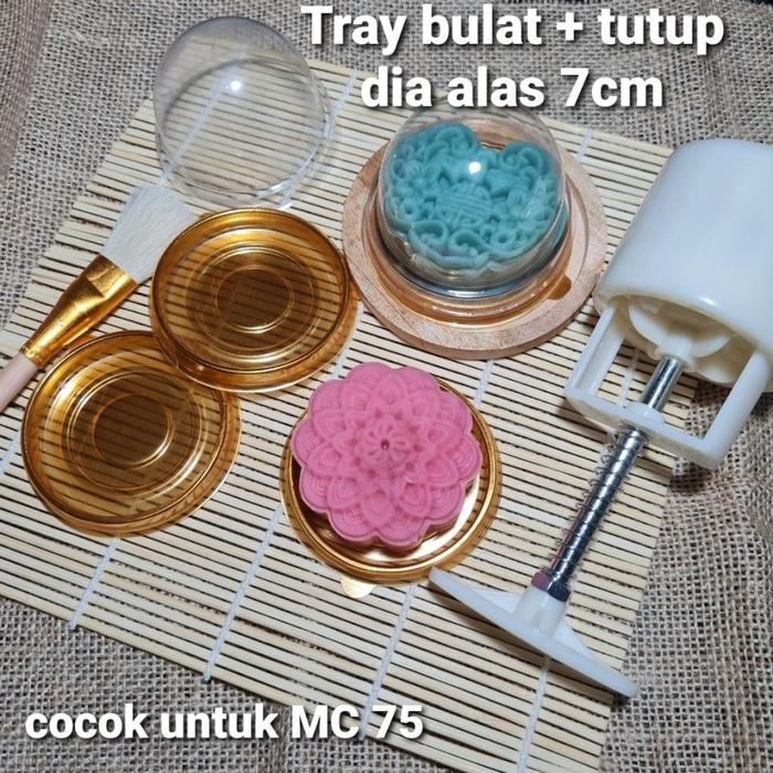 Tray Mika Mooncake Bulat Gold Tray Bulat Gold Packaging Kue Bulan 7 cm Kode 354