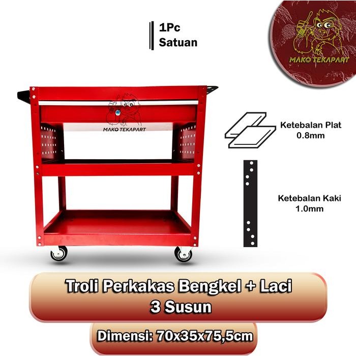 Rak Perkakas/Troli Perkakas Bengkel Dengan Laci