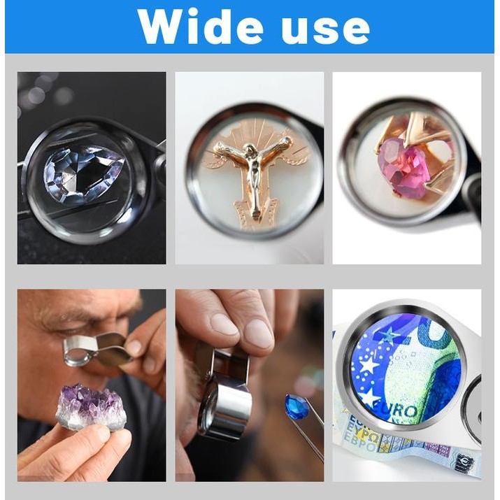 

Kaca Pembesar Geologi LED UV 40x AB76 Perhiasan Batuan Lup Lensa
