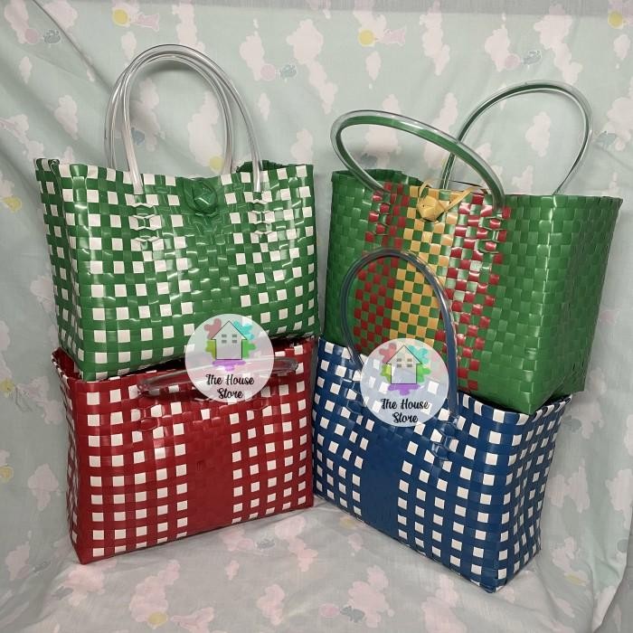 (Expert) TAS / KERANJANG BELANJA PASAR ANYAMAN PLASTIK UKURAN MINI BERKANCING