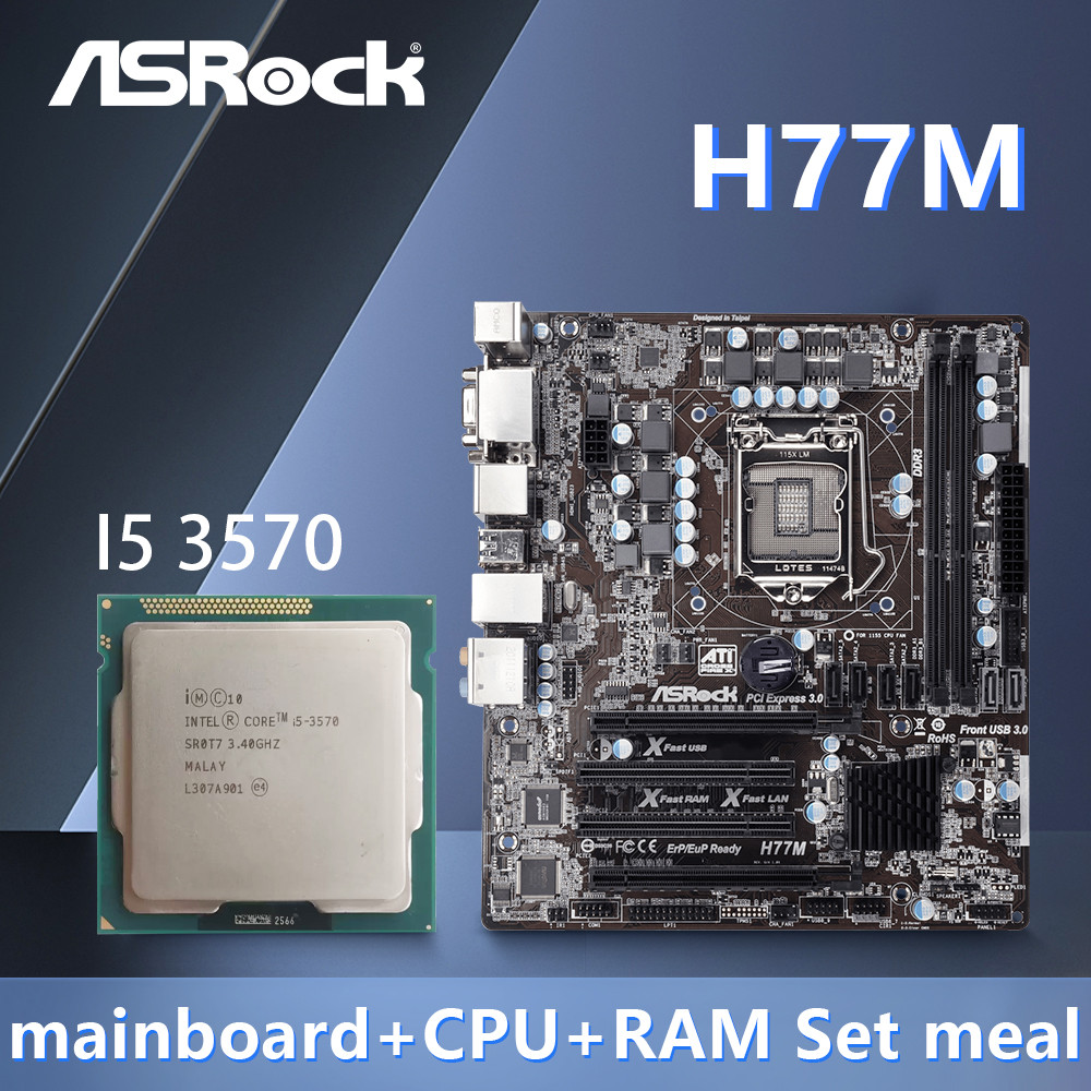 ASUS H77M Motherboard +i5 3570 CPU Support LGA 1155 Core i7/i5/i3, using Intel H77 Chipset 2xDDR3,