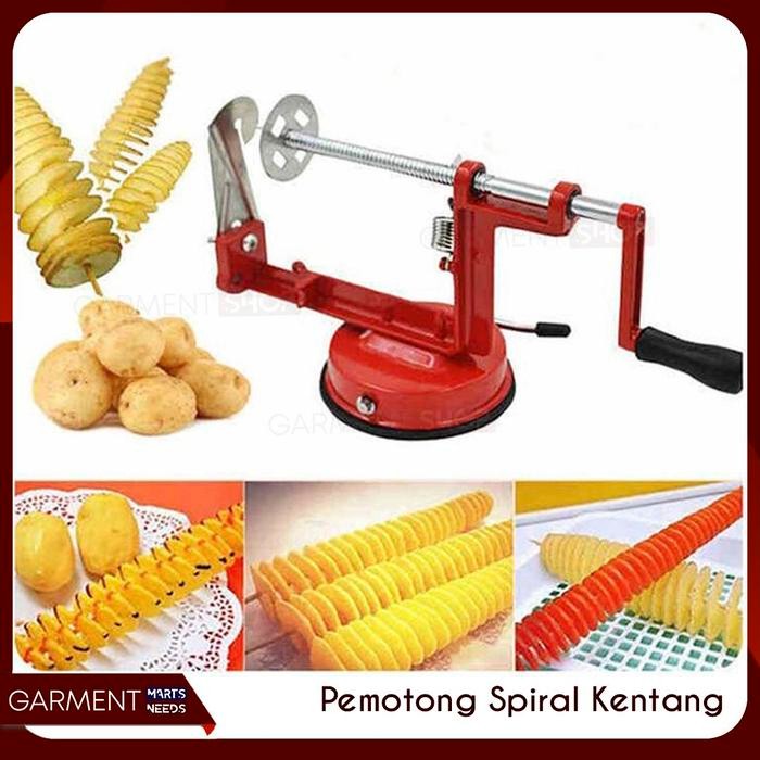 Spiral Potato Slicer Chips Pengiris Pemotong Serutan Parutan Putar Ulir Keripik Kentang Ubi Singkong