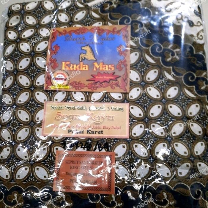 SPREI BATIK PEKALONGAN KUDA MAS SOGA KAYU SOGAN 200X200/180X200 KARET