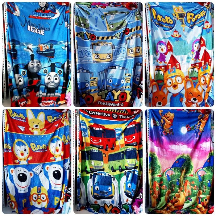 selimut karakter thomas tayo pororo winnie the pooh lembut berbulu