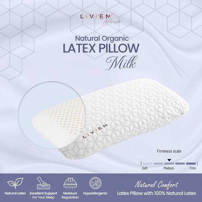 Bantal Latex, Organic Latex Pillow , Milk Latex Pillow LIVIEN Sleep