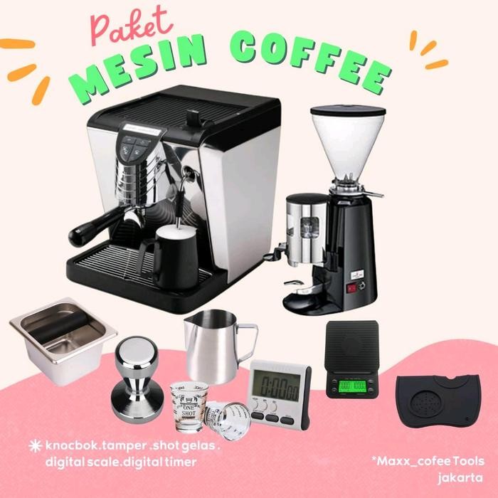 TERBARU Paket mesin kopi lengkap Simonelli Oscar II Grinder 900N + Barista Tools Black