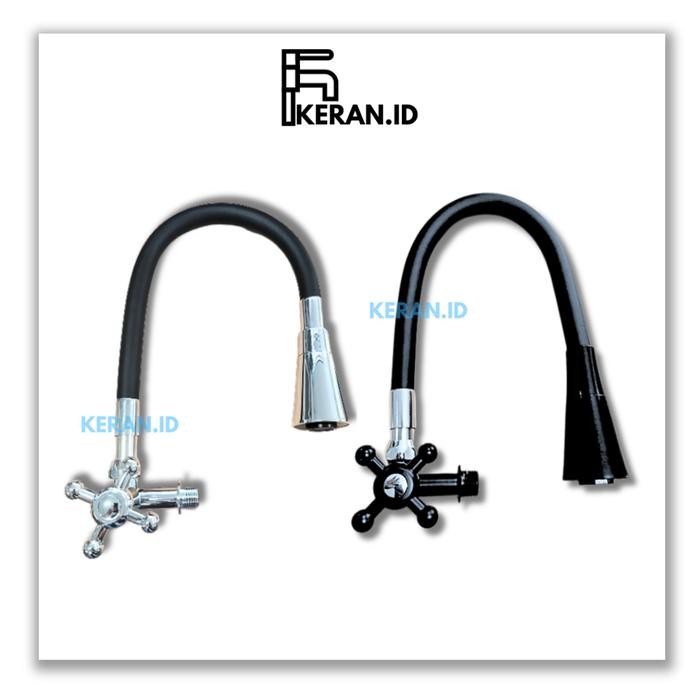 (Expert) [KERAN.ID] Kran Angsa Karet Hitam Terompet / Keran cuci piring angsa fleksibel hitam lapis