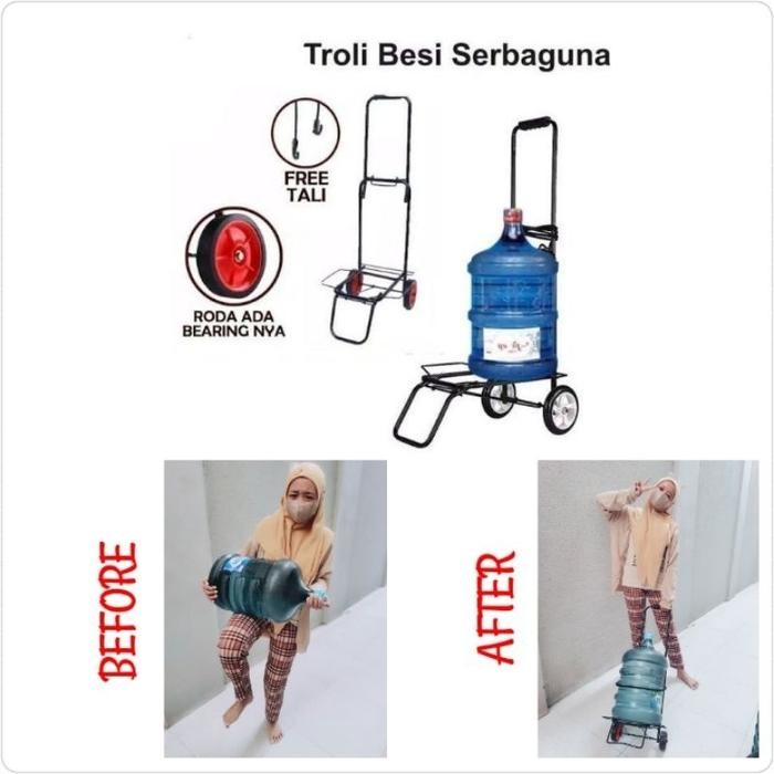 (Expert) Troley Trolly Troli Lipat Bawa Aqua Galon dan Gas / Troli Galon / Troli Serbaguna