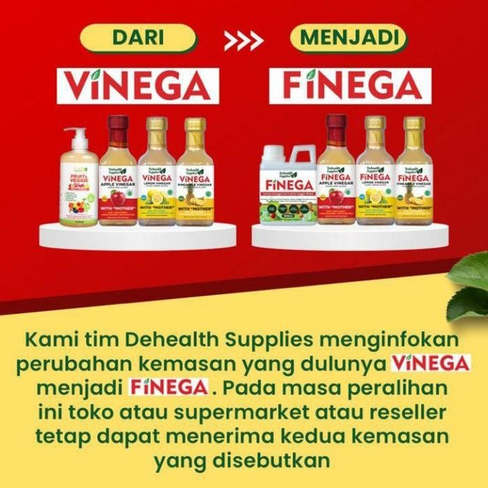 

Dehealth Supplies Finega Apple Cider Vinegar - Vinega Cuka Sari Apel Lemon Nanas With Mother