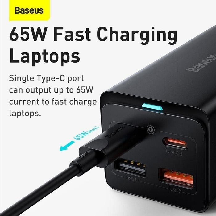 Baseus Charger 65W Gan3 Pro Super Fast Charging Kepala Adaptor Usb C