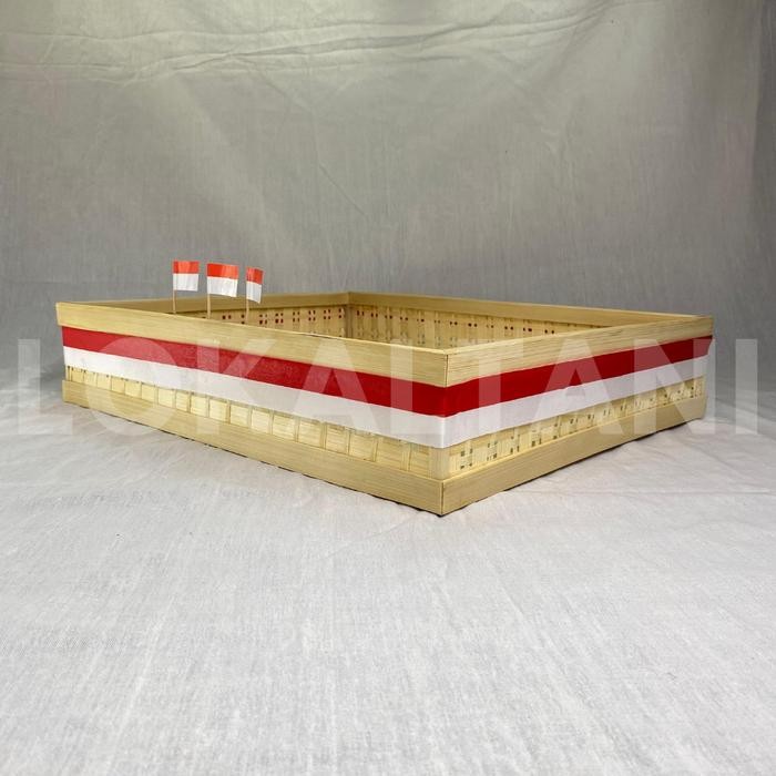 Tampah Tumpeng 17 Agustus / Anyaman Bambu Kotak / Nampan Bambu Besar