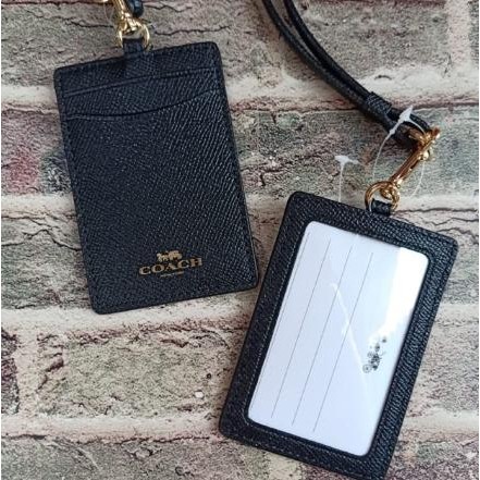 

Coachh Gantungan Id Card Lanyard Original Black Gold Metal Logo Kb