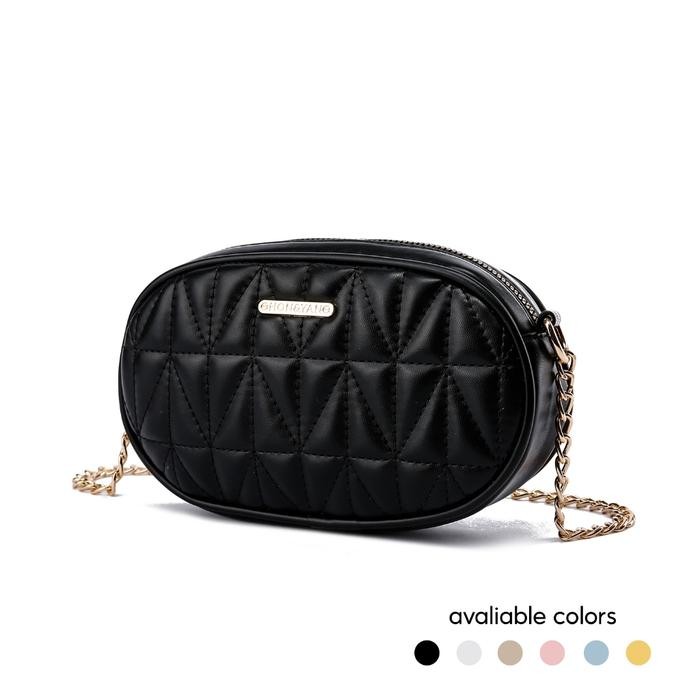 Honyan Tas Selempang Wanita Kulit Slingbag Sling Bag Oval Bulat Branded Original Teru - Nuber