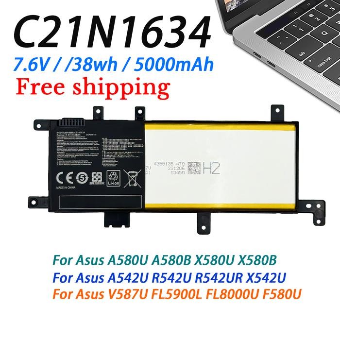 C21N1634  Laptop Battery for Asus A580U A580B X580U X580B A542U R542U R542UR X542U V587U FL5900L FL8