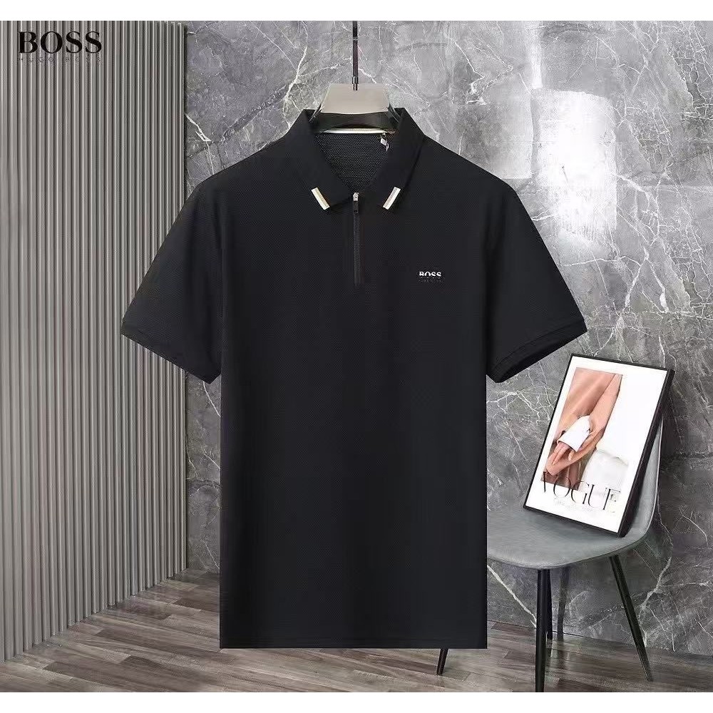 Kaos polo Kerah Resleting Custom Bordir Outfit Casual Elegan Atasan pria Terbaru Baju Kaos Berkerah 