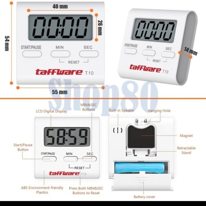 Timer Masak Digital Tanpa Baterai Timer Taffware Putih Timer Masak Dapur Alarm Masak Digital Clock