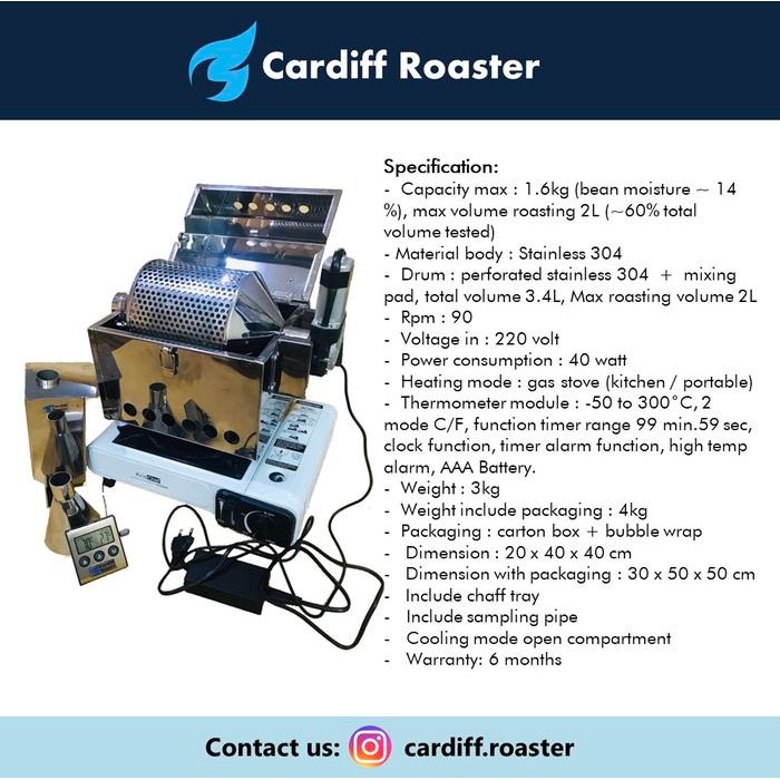Mesin Sangrai Kopi / Cardiff Roaster / Mesin Roasting Kopi 1,6-2,5 kg