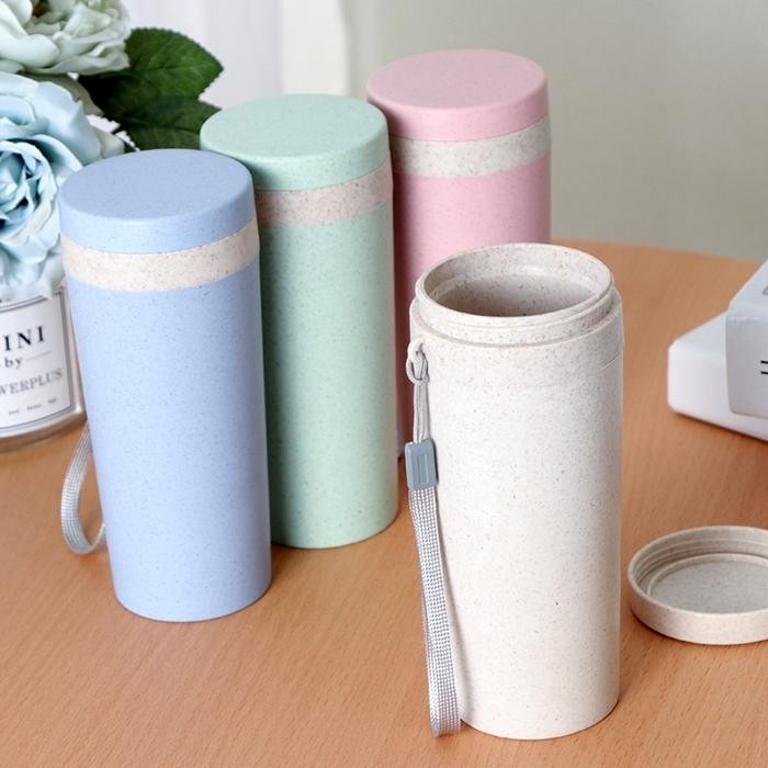 Tumbler Botol Minum Wheat Straw Bottle Ramah Lingkungan Tumbler Cup wheat straw Cangkir Kitchenware