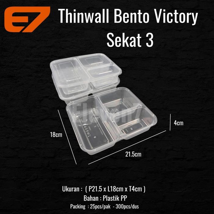 Lunch Box Thinwall Victory Sekat 3 - Thinwall Bento Plastik