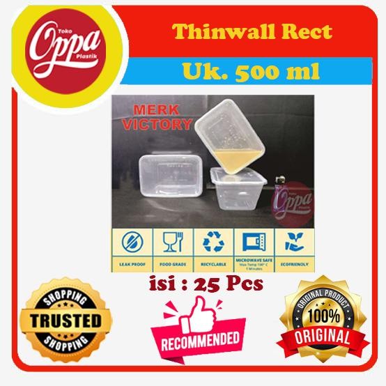 THINWALL 500ML FOOD CONTAINER KOTAK MAKAN BOX TEMPAT MAKAN PLASTIK BENING