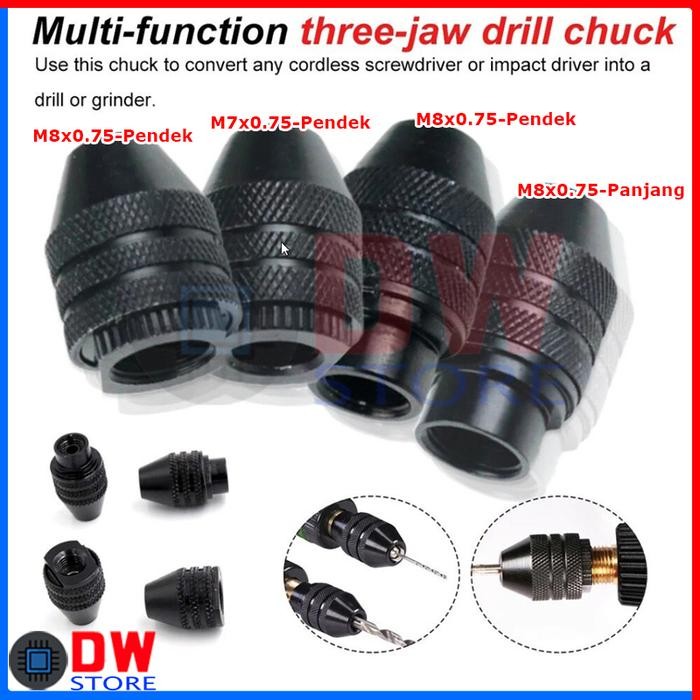 TERLARIS.. Kepala Bor Mini Drill Chuck Keyless Grinder Universal 0.3-3.2mm