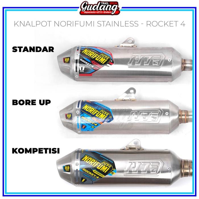 Knalpot Norifumi Original Rocket 4 Stainless Titanium Standard Bore Up Kompetisi CRF 150L KLX 150 /