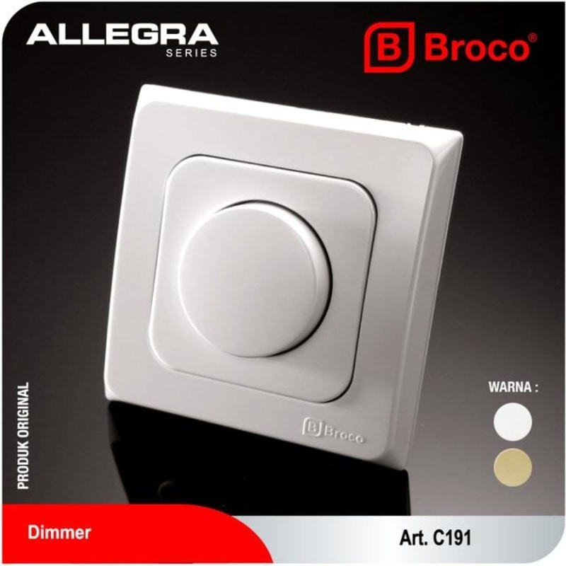 BROCO Saklar Dimmer Untuk Lampu Pijar Allegra Saklar Lampu (C191) - Putih