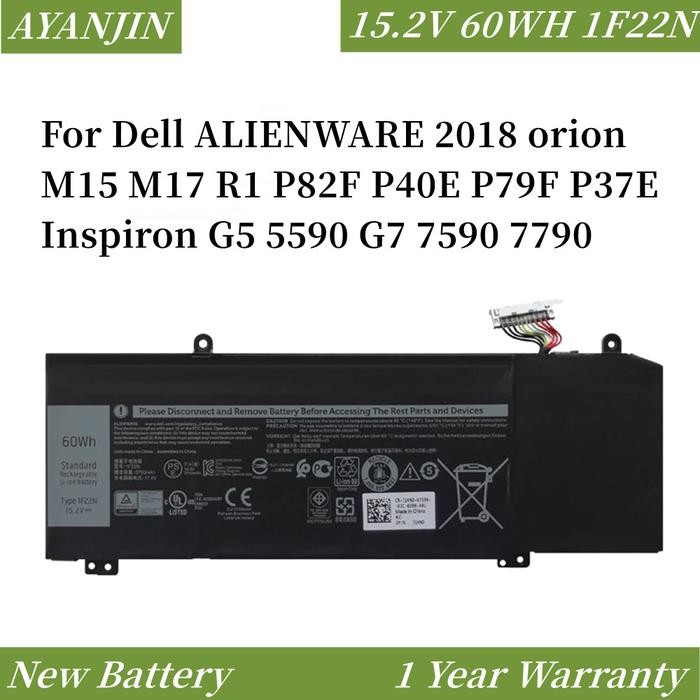 New 1F22N XRGXX Battery For DELL M15 M17 R1 ALW15M-D1735R R1725S R1735R R1738 G5 5590 G7 7590 7790 P