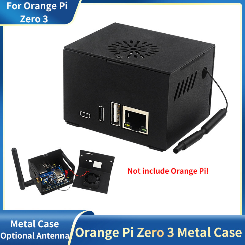 Orange Pi Zero 3 Metal Case Potective Shell Optional Antenna with Fan for Orange Pi Zero 3
