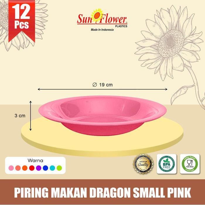 ( 12 Pcs ) Piring Makan Plastik / Piring Plastik Tebal / Piring Cantik / Piring Makan Dragon Small
