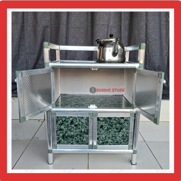 Lemari Rak Dapur Aluminium / Lemari Piring / Meja Dapur Minimalis