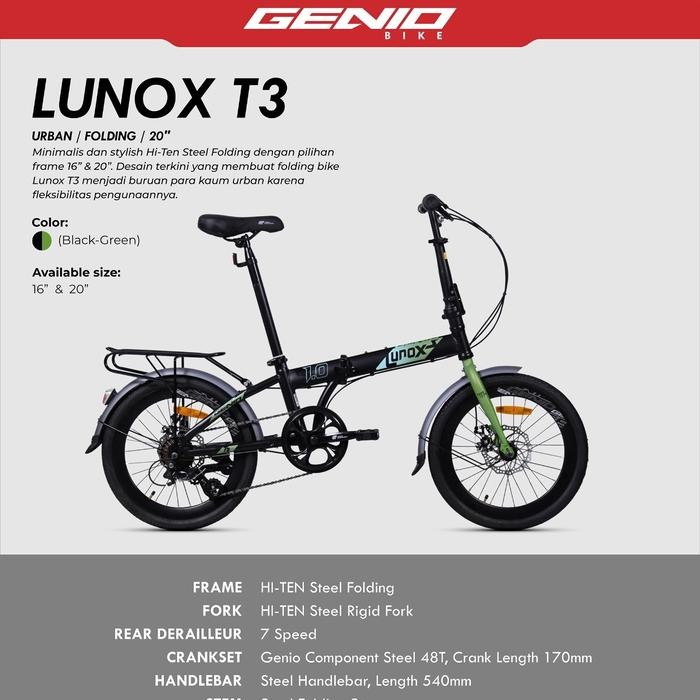 Sepeda Lipat 16 Inch Genio Lunox 1.0